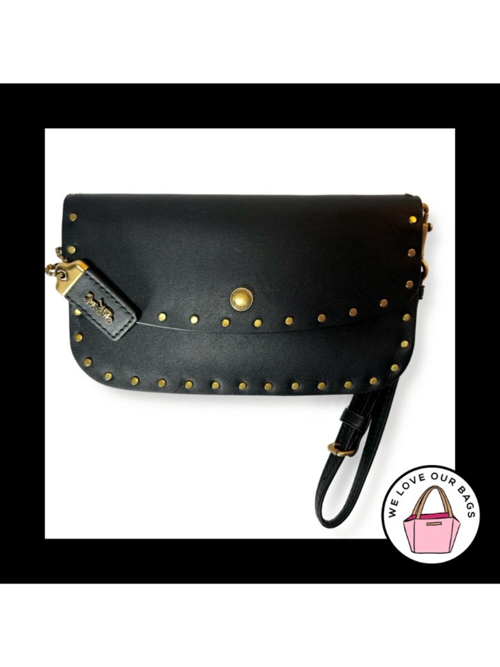 NEW COACH 1941 RIVET Glovetanned Black Leather Wristlet Wallet Snap Clutch 29765 - Picture 5 of 5